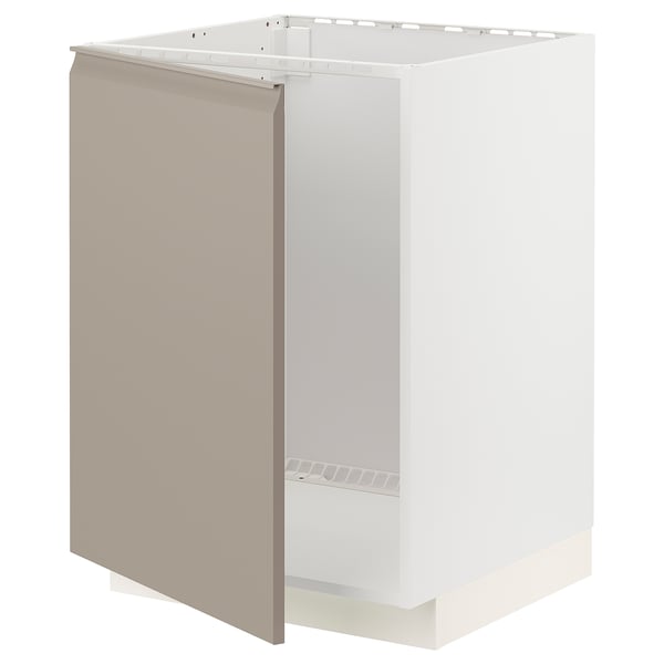 METOD Élément bas évier, blanc/Upplöv beige foncé mat, 60x60 cm