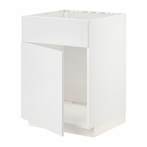 METOD Élément bas évier porte/face, blanc/Stensund blanc, 60x60 cm