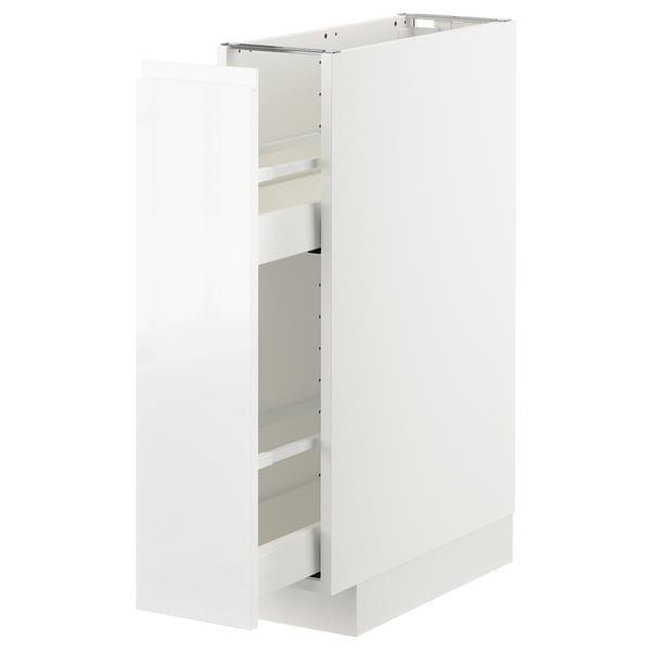 METOD Élément bas+rgts coulissants, blanc/Voxtorp brillant/blanc, 20x60 cm