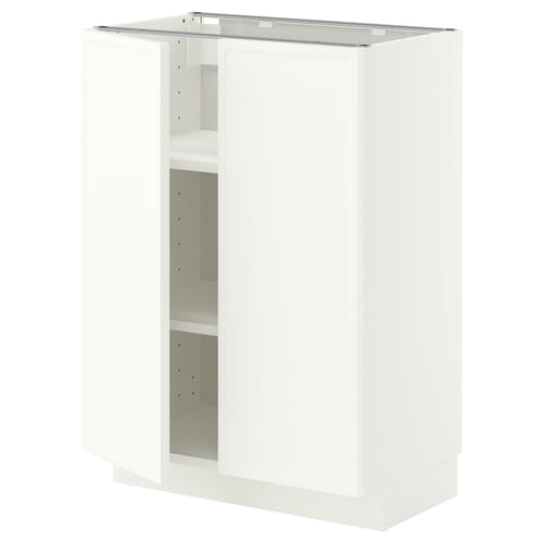 METOD Élément bas tablette/2portes, blanc/Aspudden blanc mat, 60x37 cm