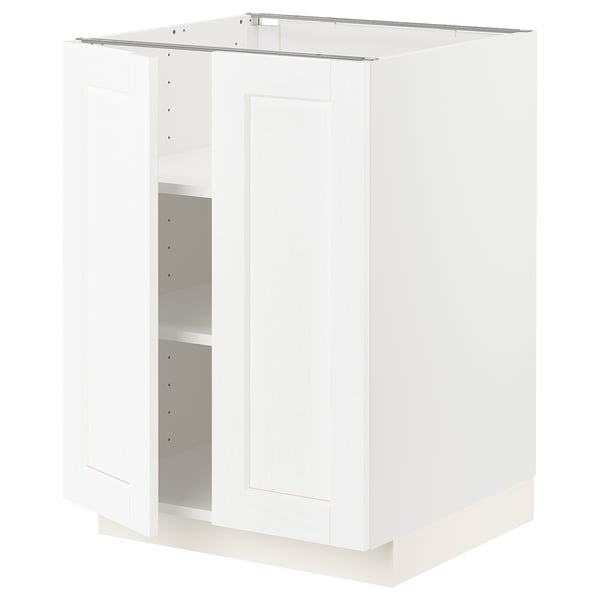 METOD Élément bas tablette/2portes, blanc Enköping/blanc effet bois, 60x60 cm