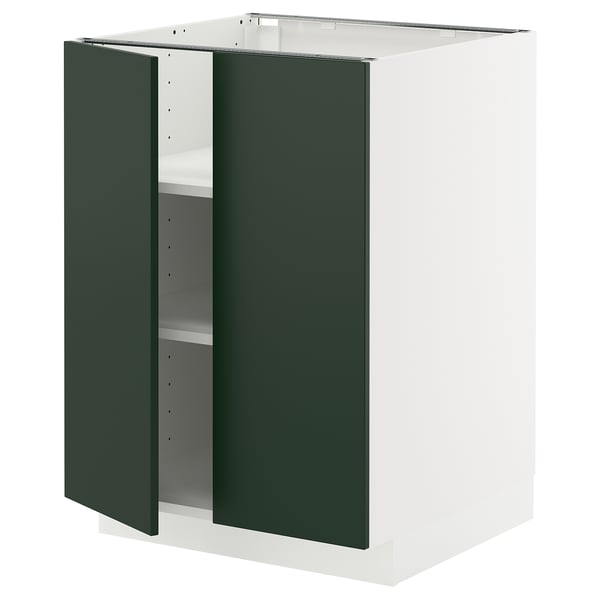 METOD Élément bas tablette/2portes, blanc/Havstorp vert profond, 60x60 cm