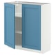 METOD Élément bas tablette/2portes, blanc/Lerhyttan bleu, 80x37 cm