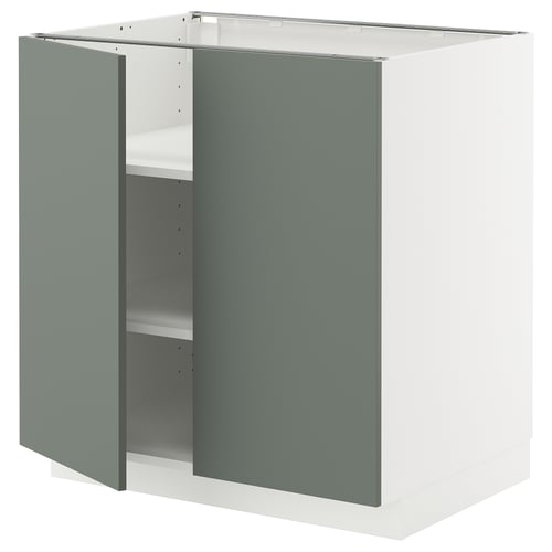 METOD Élément bas tablette/2portes, blanc/Nickebo gris mat-vert, 80x60 cm