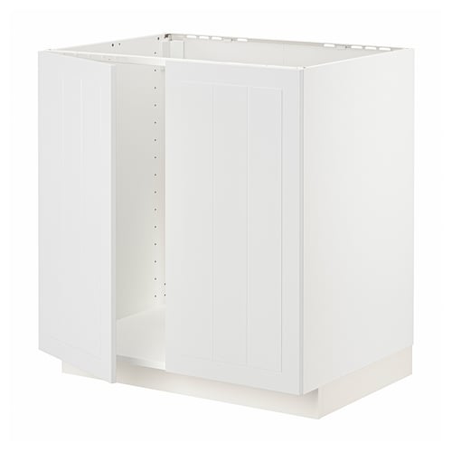 METOD Élément évier 2 portes, blanc/Stensund blanc, 80x60 cm
