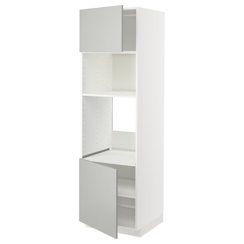 METOD Élément haut pr appareils encastrés, blanc/Havstorp gris clair, 60x60x200 cm