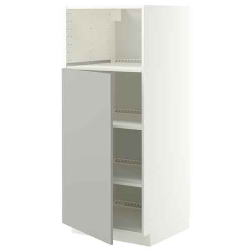 METOD Élément haut pr appareils encastrés, blanc/Havstorp gris clair, 60x60x140 cm
