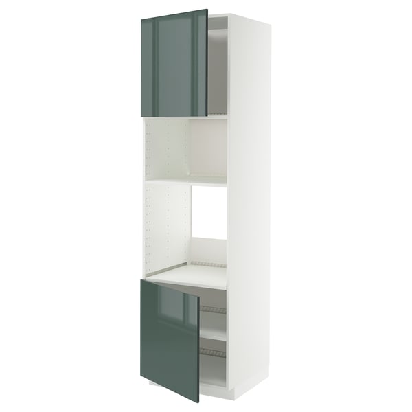 METOD Élément haut pr appareils encastrés, blanc/Kallarp gris-vert foncé brillant, 60x60x220 cm