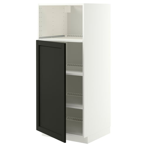 METOD Élément haut pr appareils encastrés, blanc/Lerhyttan teinté noir, 60x60x140 cm