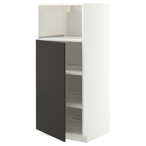 METOD Élément haut pr appareils encastrés, blanc/Nickebo anthracite mat, 60x60x140 cm