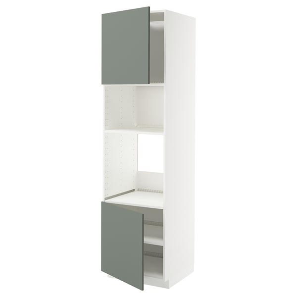 METOD Élément haut pr appareils encastrés, blanc/Nickebo gris mat-vert, 60x60x220 cm