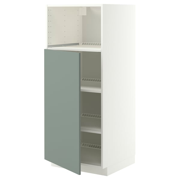 METOD Élément haut pr appareils encastrés, blanc/Nickebo gris mat-vert, 60x60x140 cm