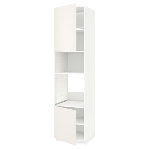 METOD Élément haut pr appareils encastrés, blanc/Veddinge blanc, 60x60x240 cm