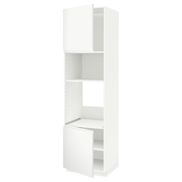 METOD Élément haut pr appareils encastrés, blanc/Voxtorp blanc mat, 60x60x220 cm