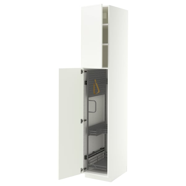 METOD Élément haut + rangements prod entr, blanc/Aspudden blanc mat, 40x60x220 cm
