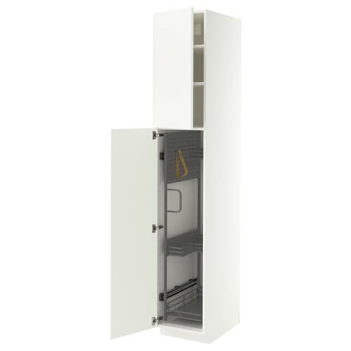 METOD Élément haut + rangements prod entr, blanc/Aspudden blanc mat, 40x60x220 cm