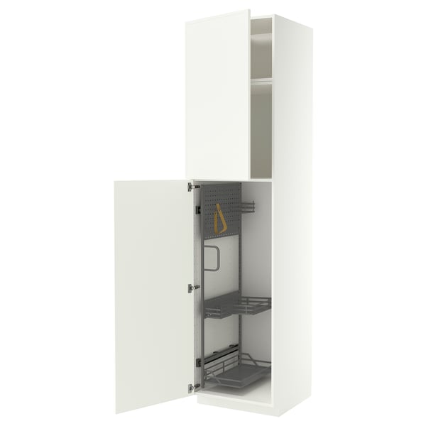 METOD Élément haut + rangements prod entr, blanc/Aspudden blanc mat, 60x60x240 cm