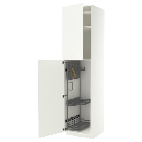 METOD Élément haut + rangements prod entr, blanc/Aspudden blanc mat, 60x60x240 cm