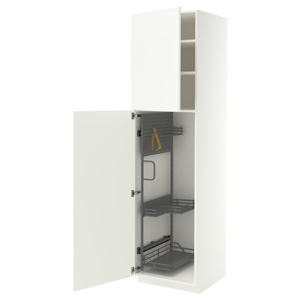 METOD Élément haut + rangements prod entr, blanc/Aspudden blanc mat, 60x60x220 cm