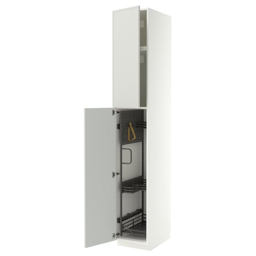METOD Élément haut + rangements prod entr, blanc/Aspudden gris clair, 40x60x240 cm