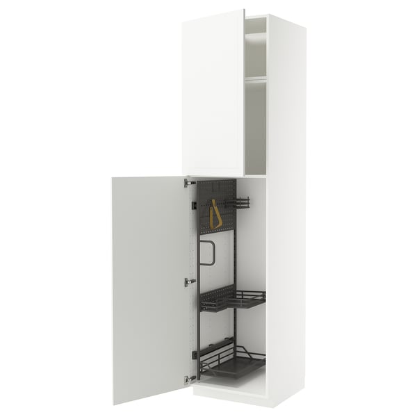 METOD Élément haut + rangements prod entr, blanc/Stensund blanc, 60x60x240 cm