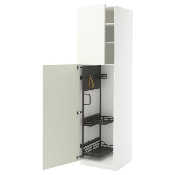 METOD Élément haut + rangements prod entr, blanc/Vallstena blanc, 60x60x220 cm