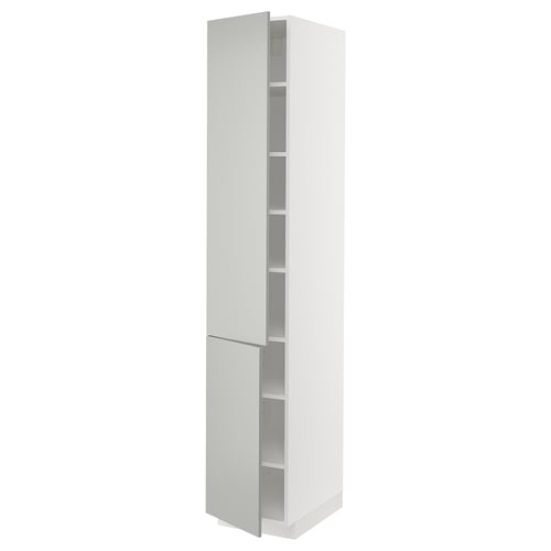 METOD Élément haut tablettes/2portes, blanc/Havstorp gris clair, 40x60x220 cm
