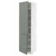 METOD Élément haut tablettes/2portes, blanc/Nickebo gris mat-vert, 60x60x220 cm