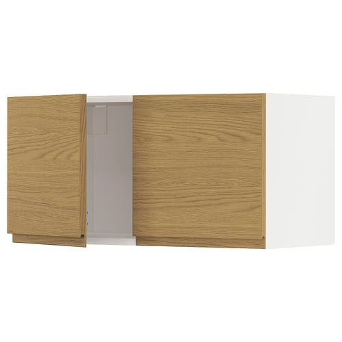 METOD Élément mural 2 portes, blanc/Voxtorp motif chêne, 80x40 cm