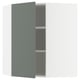 METOD Élément mural angle + tablettes, blanc/Nickebo gris mat-vert, 68x80 cm