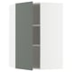 METOD Élément mural angle + tablettes, blanc/Nickebo gris mat-vert, 68x100 cm