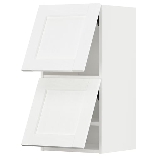 METOD Élément mural horizontal+2 portes, blanc Enköping/blanc effet bois, 40x80 cm