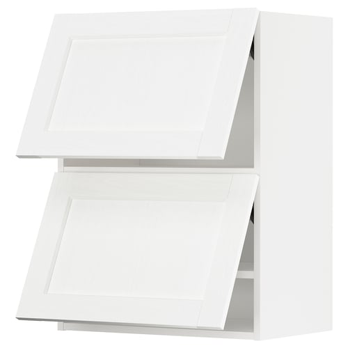 METOD Élément mural horizontal+2 portes, blanc Enköping/blanc effet bois, 60x80 cm