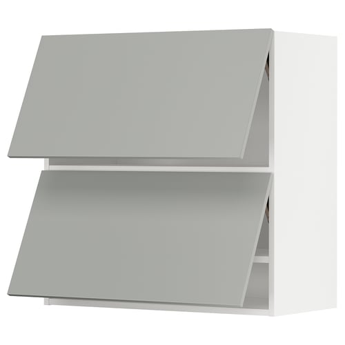 METOD Élément mural horizontal+2 portes, blanc/Havstorp gris clair, 80x80 cm