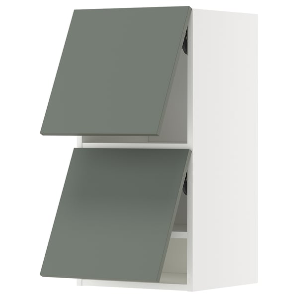 METOD Élément mural horizontal+2 portes, blanc/Nickebo gris mat-vert, 40x80 cm