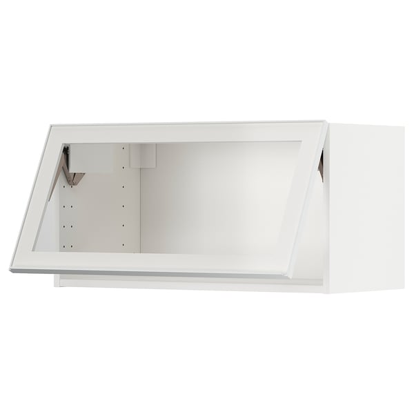 METOD Élément mural horizontal vitré, blanc/Hejsta verre transparent blanc, 80x40 cm