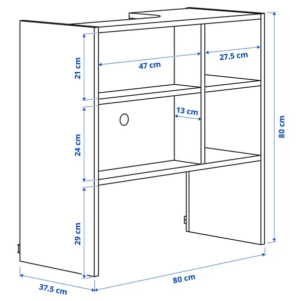 METOD Élément mural pour hotte intégrée, blanc, 80x37x80 cm