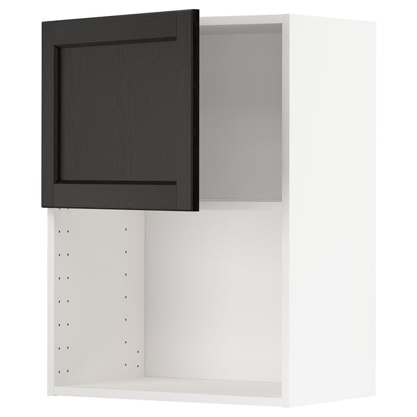 METOD Élément mural pour micro-ondes, blanc/Lerhyttan teinté noir, 60x80 cm