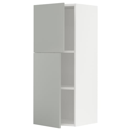 METOD Élément mural tablettes/2portes, blanc/Havstorp gris clair, 40x100 cm