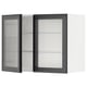 METOD Élément mural+tablettes/2ptes vitr, blanc/Hejsta verre cannelé anthracite, 80x60 cm