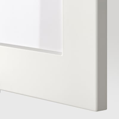 METOD Élément mural+tablettes/2ptes vitr, blanc/Stensund blanc, 80x60 cm