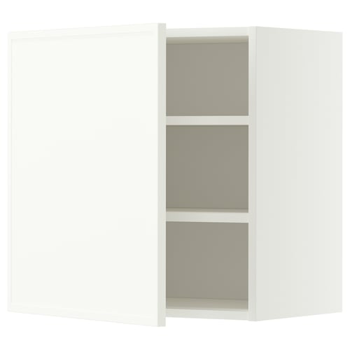 METOD Élément mural + tablettes, blanc/Aspudden blanc mat, 60x60 cm