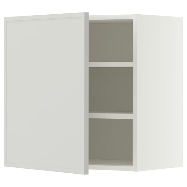 METOD Élément mural + tablettes, blanc/Aspudden gris clair, 60x60 cm
