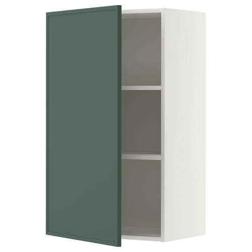 METOD Élément mural + tablettes, blanc/Aspudden gris-vert foncé, 60x100 cm