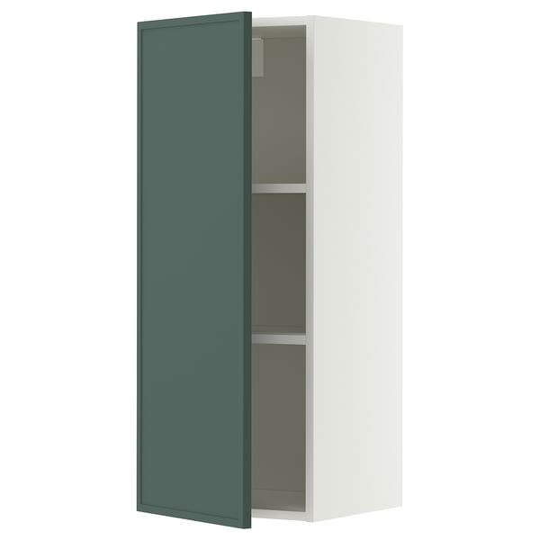 METOD Élément mural + tablettes, blanc/Aspudden gris-vert foncé, 40x100 cm