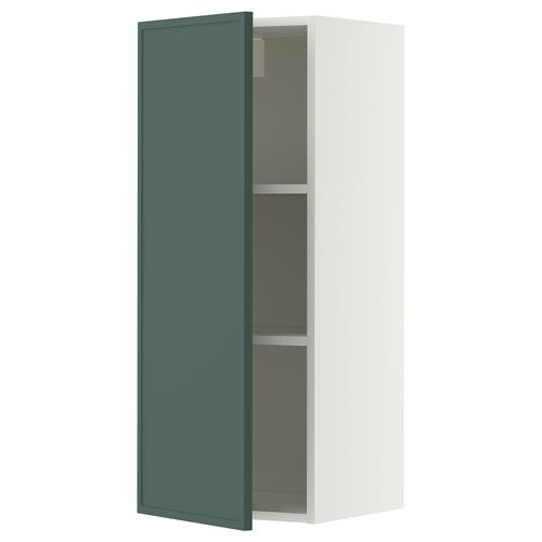 METOD Élément mural + tablettes, blanc/Aspudden gris-vert foncé, 40x100 cm