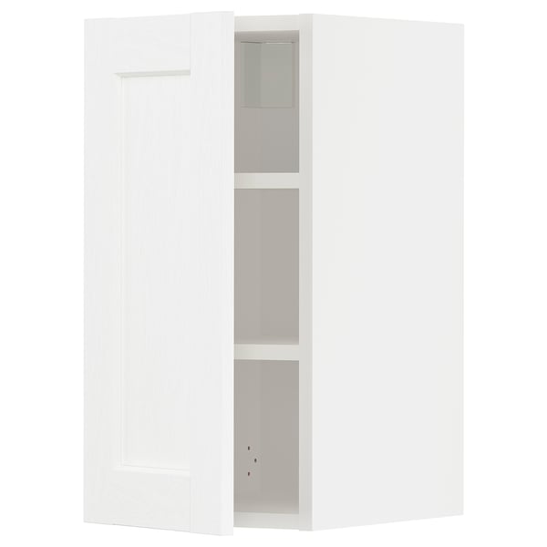 METOD Élément mural + tablettes, blanc Enköping/blanc effet bois, 30x60 cm