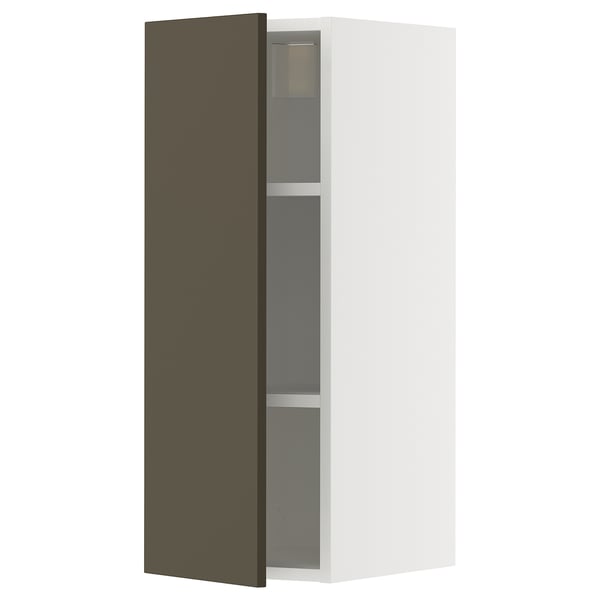 METOD Élément mural + tablettes, blanc/Havstorp brun-beige, 30x80 cm