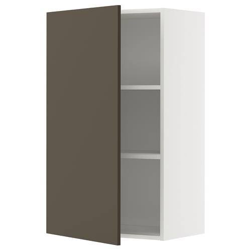 METOD Élément mural + tablettes, blanc/Havstorp brun-beige, 60x100 cm