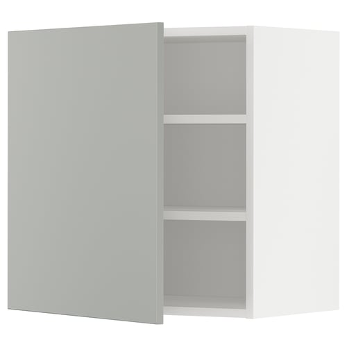 METOD Élément mural + tablettes, blanc/Havstorp gris clair, 60x60 cm